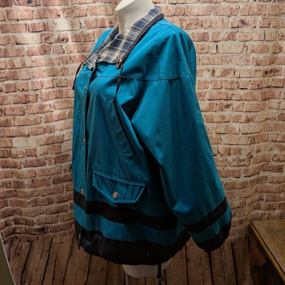 Vintage 90's Mulberry Street Teal and Black Button-Up Jacket Size XL - Picture 6 of 9